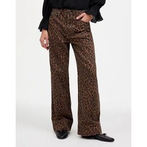 Madewell Brown Leopard-Print Wide Leg Jeans
